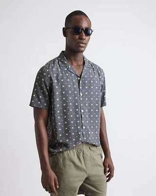 Short-Sleeve Floral Shirt with Camp Collar