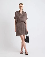 High-Rise A-Line Satin Mini Skirt
