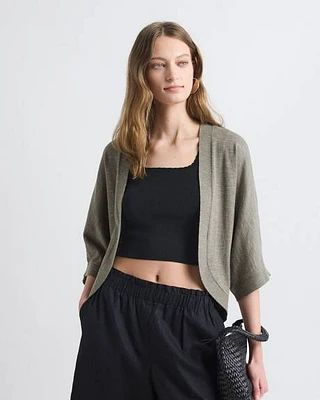 Elbow-Sleeve Linen-Blend Bolero