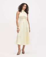 Sleeveless Halter-Neck Satin Dress