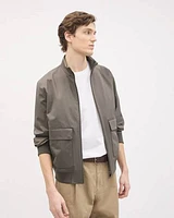 Brown Bomber Jacket with Funnel Neckline