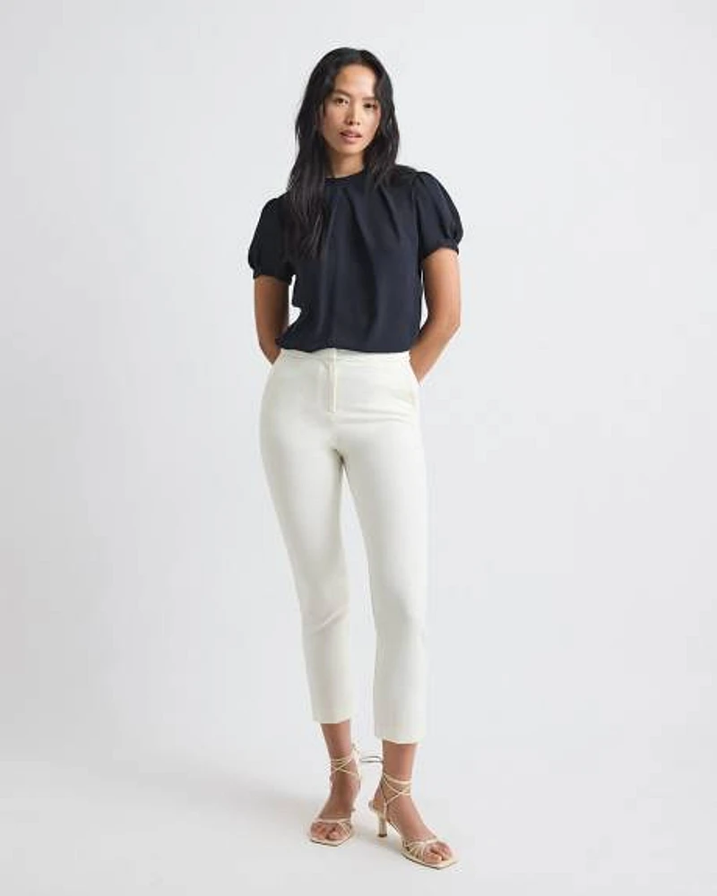 Crème Slim-Leg High-Rise Pant