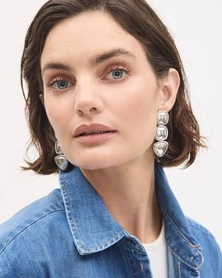 Boucles d'Oreilles avec Pendentifs en Métal Argenté