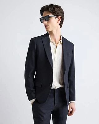 Slim-Fit Black Linen-Blend Suit Blazer