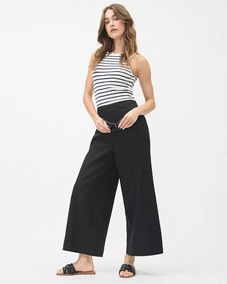 Linen-Blend High-Rise Wide-Leg Cropped Pant