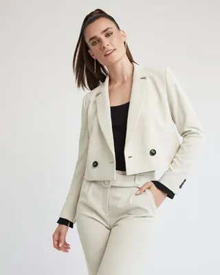 RW&CO. - Loose Double-Breasted Crop Blazer