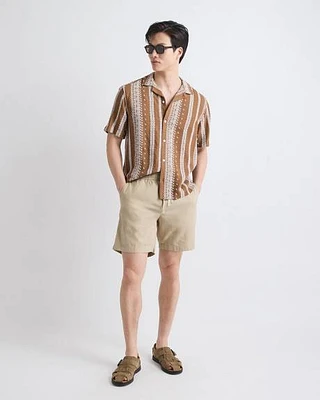 Linen-Blend Short with Elastic Waistband