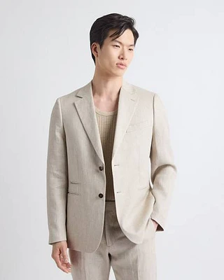 Tailored-Fit Greige Linen Suit Blazer