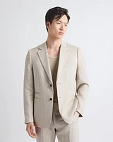 Tailored-Fit Greige Linen Suit Blazer