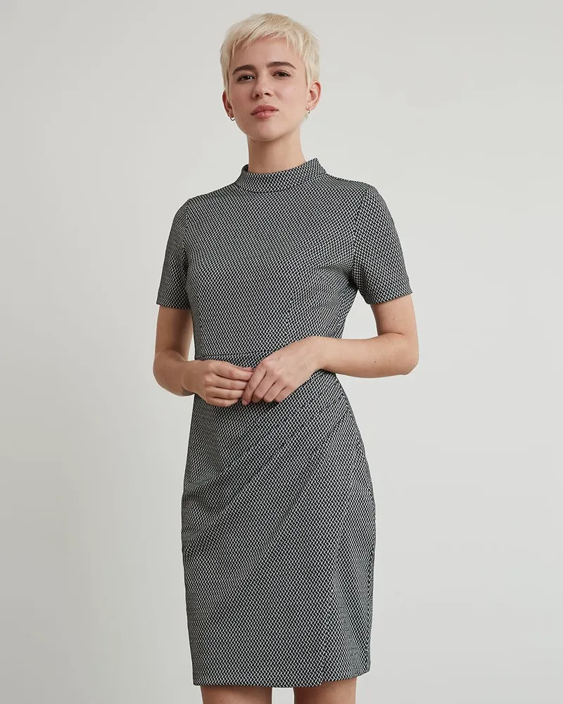 RW&CO. - Short-Sleeve Dress with Wrap Skirt Black