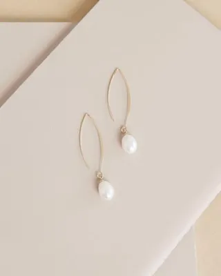 RW&CO. - Golden Earrings with Freshwater Pearls - Gold - 1SIZE