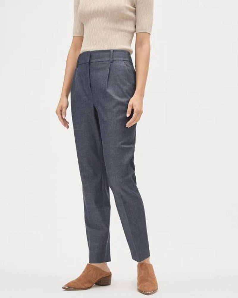 High-Rise Tapered-Leg Chambray Pant