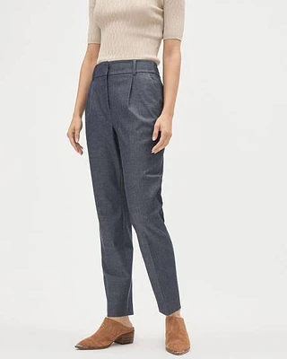 High-Rise Tapered-Leg Chambray Pant