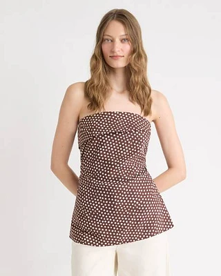 Linen-Blend Straight-Neck Tube Top