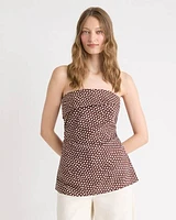 Linen-Blend Straight-Neck Tube Top