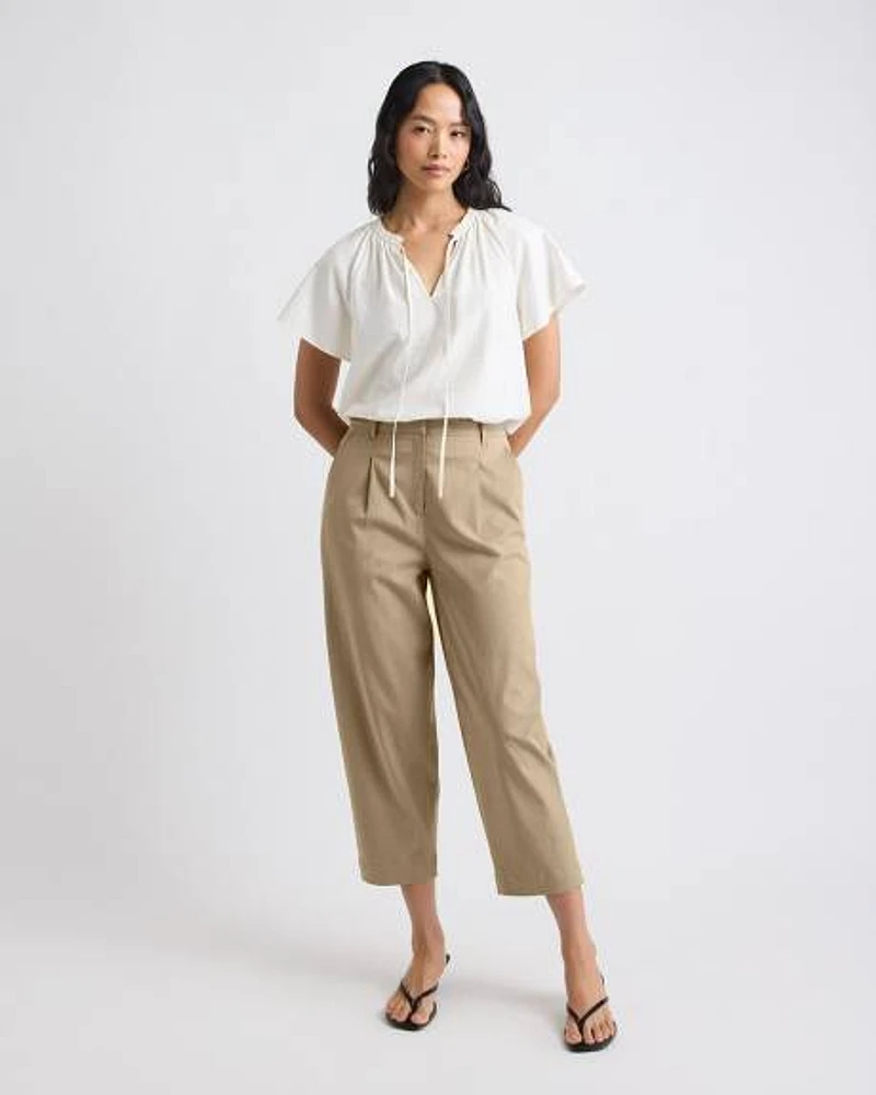 Mid-Rise Tapered-Leg Cotton Pant