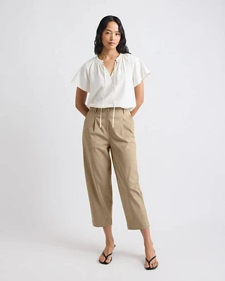 Mid-Rise Tapered-Leg Cotton Pant