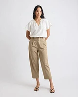 Mid-Rise Tapered-Leg Cotton Pant