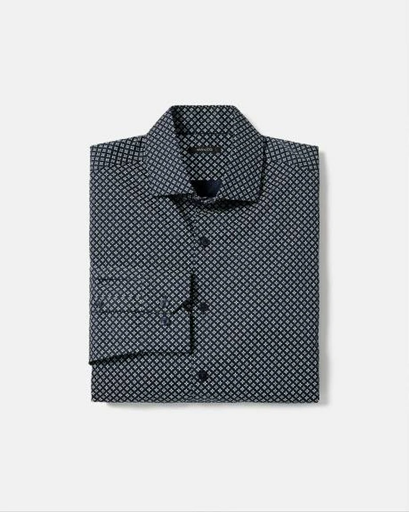 Slim-Fit Dress Shirt with Diamond Pattern