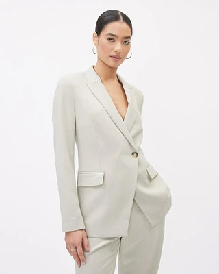 RW&CO. - One-Button Blazer With Asymmetrical Front Closure Oyster