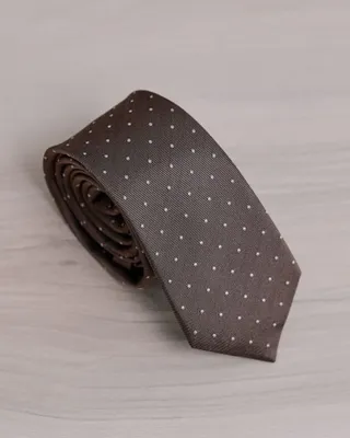 RW&CO. - Dotted Taupe Skinny Tie - Ermine - 1SIZE