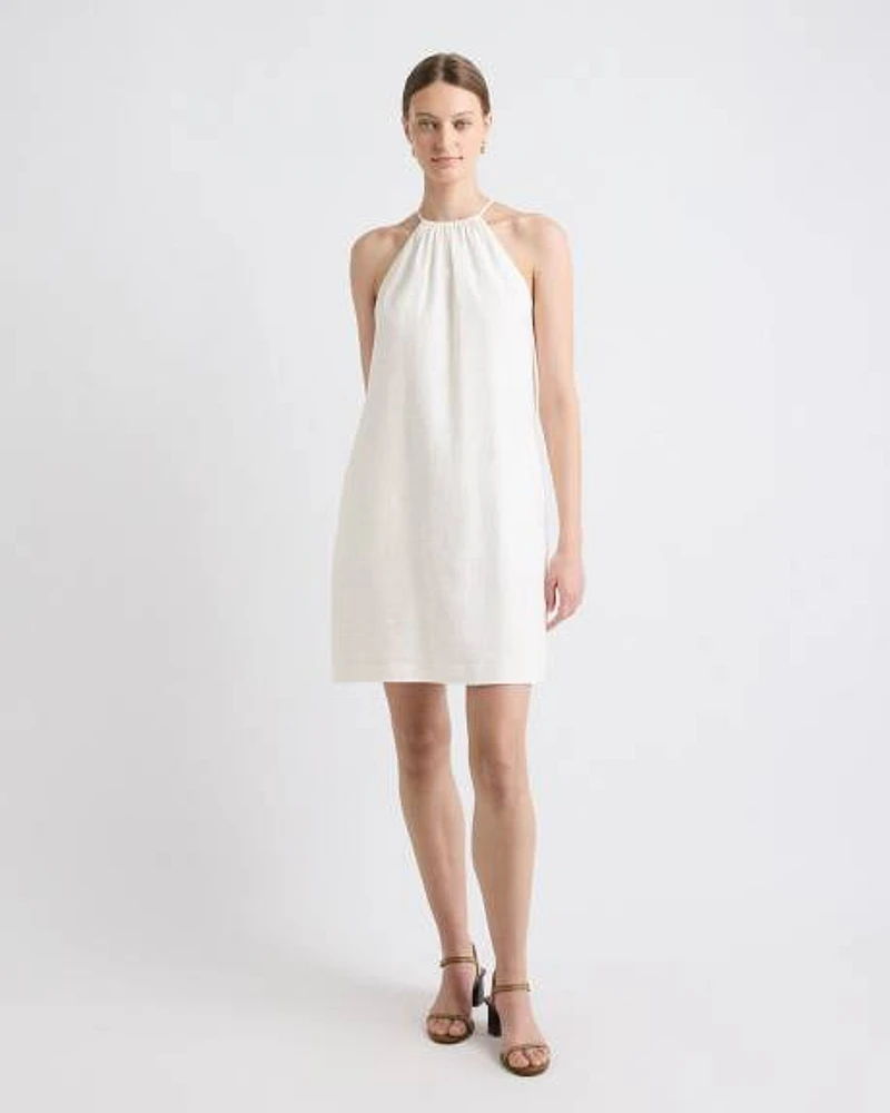 Sleeveless Halter-Neck Linen-Blend Mini Dress
