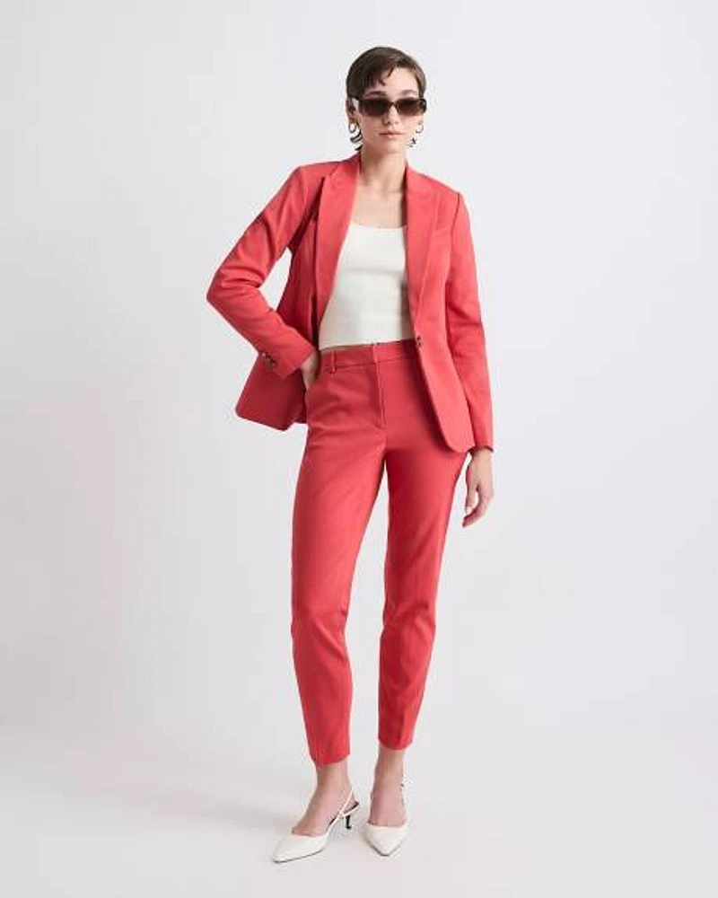 Pantalon Indispensable Coupe Courbes Longueur Cheville à Jambe Étroite et Taille Mi-Haute