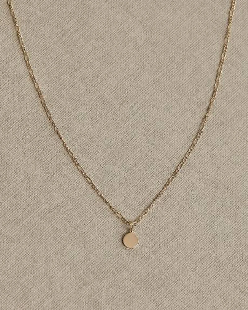 Figaro Chain Necklace with Disc Pendant