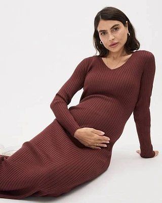 Long-Sleeve V-Neck Maxi Dress