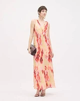 Sleeveless Pleated Chiffon Maxi Dress