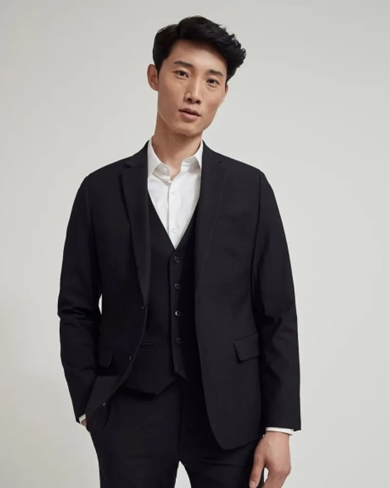 RW&CO. - Essential Black Wool-Blend Suit Blazer