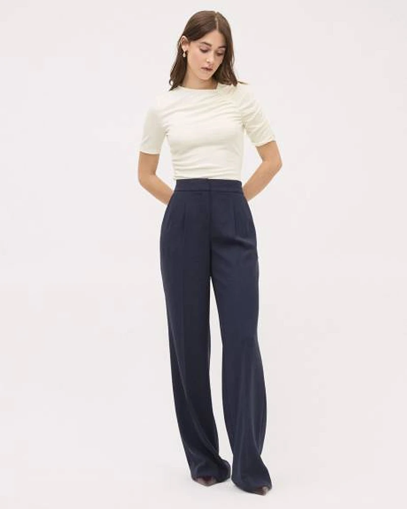 High-Rise Long-Wide-Leg Crepe Pant