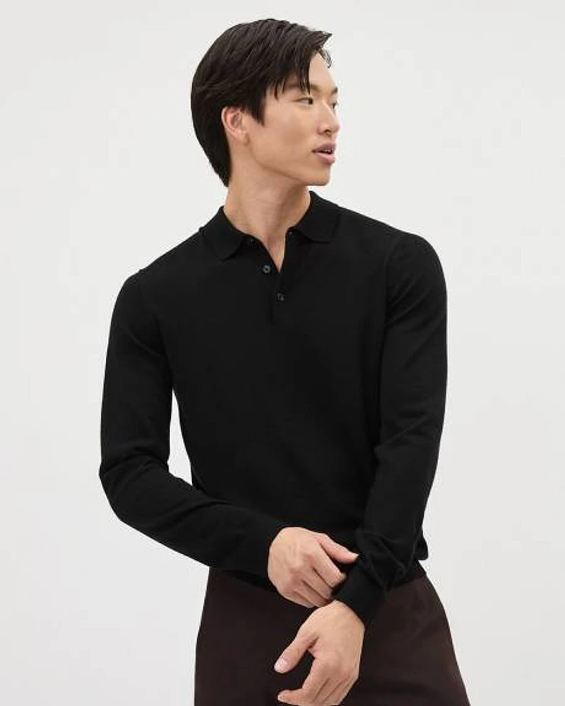 Long-Sleeve Merino-Wool Polo