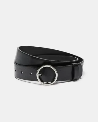 RW&Co Leather Belt with Round Buckle women