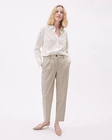 Straight-Leg Mid-Rise Taupe Ankle Pant