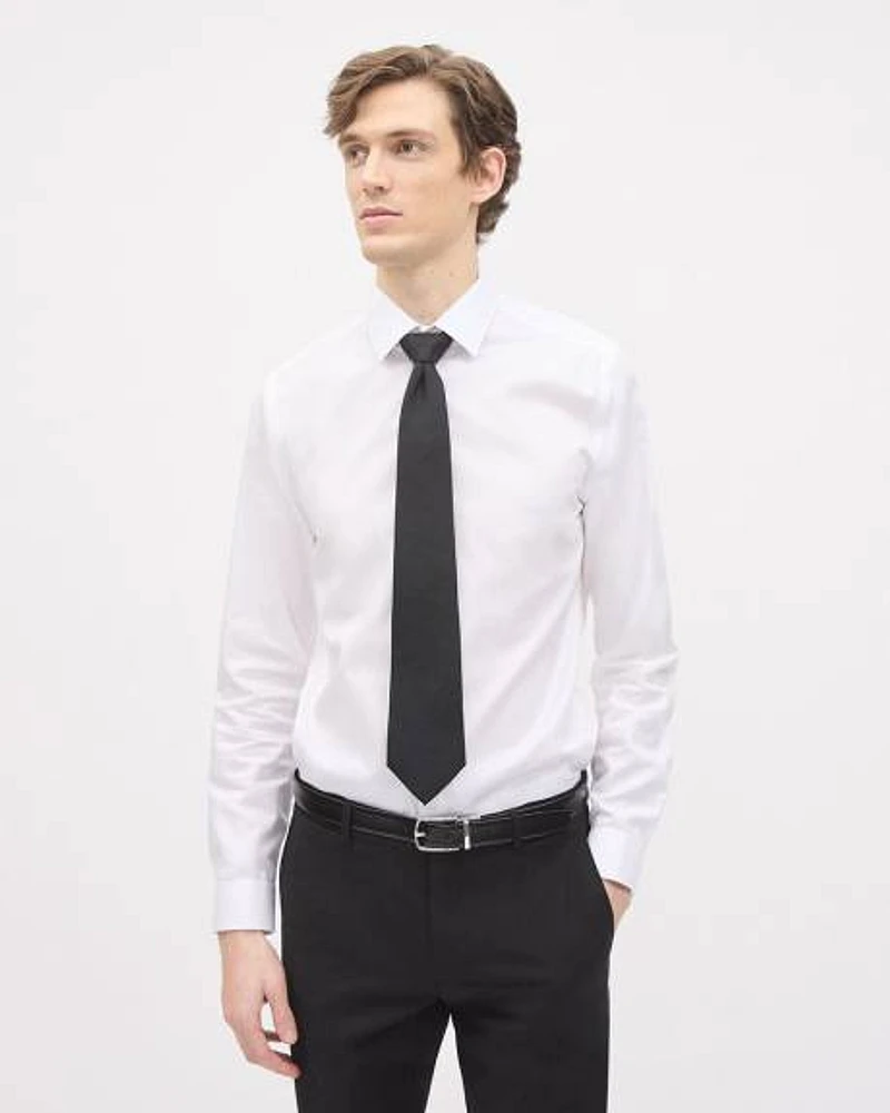 Black Linen-Blend Wide Tie