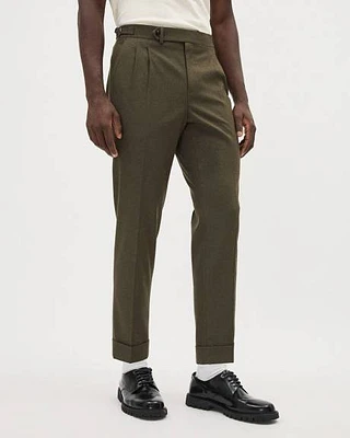 Brushed Tapered-Leg Pleated Pant