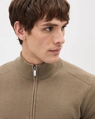 Pull à Col Montant Demi-Zip et Manches Longues