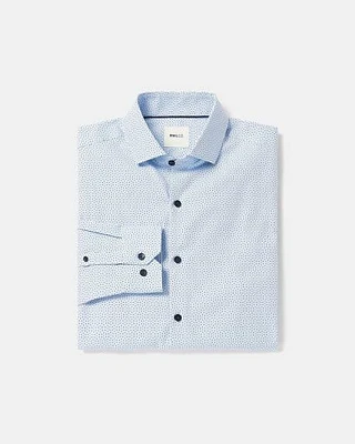 Chemise Habillée Bleue à Coupe Ajustée Micro Imprimé Géométrique