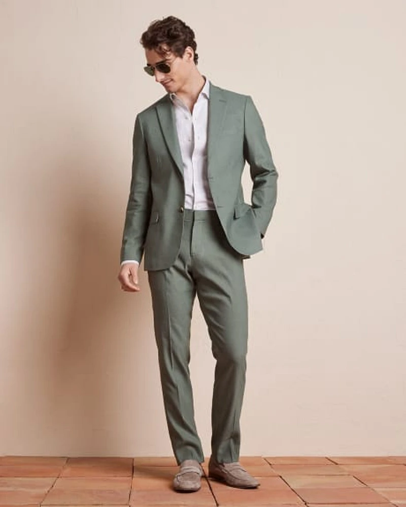 Slim Fit Stretch Linen Suit Pant