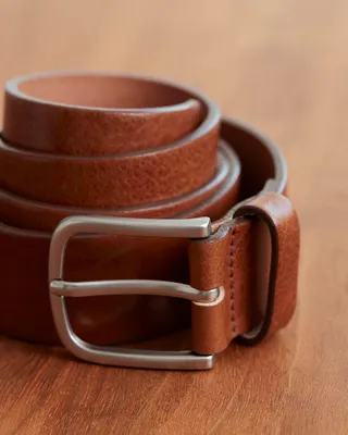 Tan Leather Belt with Classic Buckle