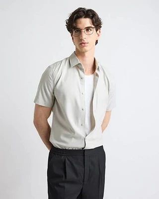 Short-Sleeve Slim-Fit Knit-Like Dress Shirt