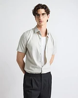 Short-Sleeve Slim-Fit Knit-Like Dress Shirt