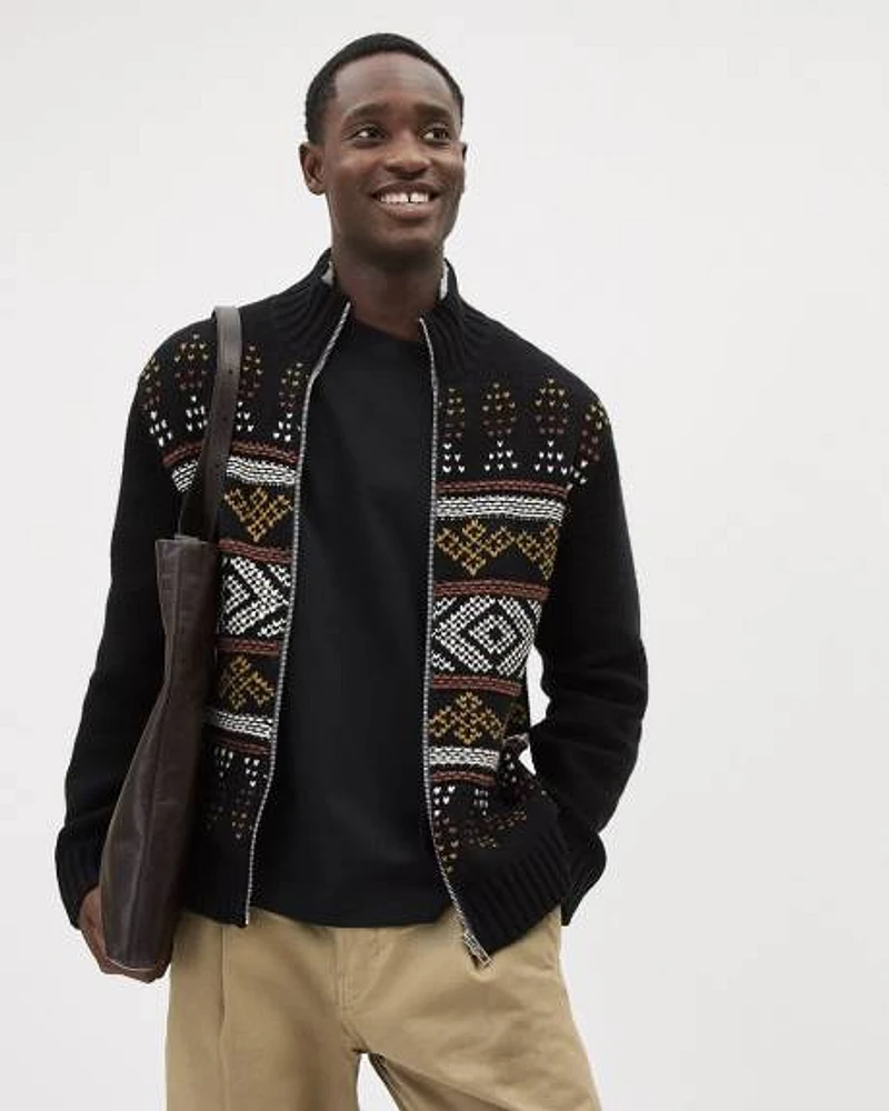 Long-Sleeve Mock-Neck with Navajo Pattern