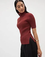 Ultra-Soft Elbow-Sleeve Turtleneck Sweater