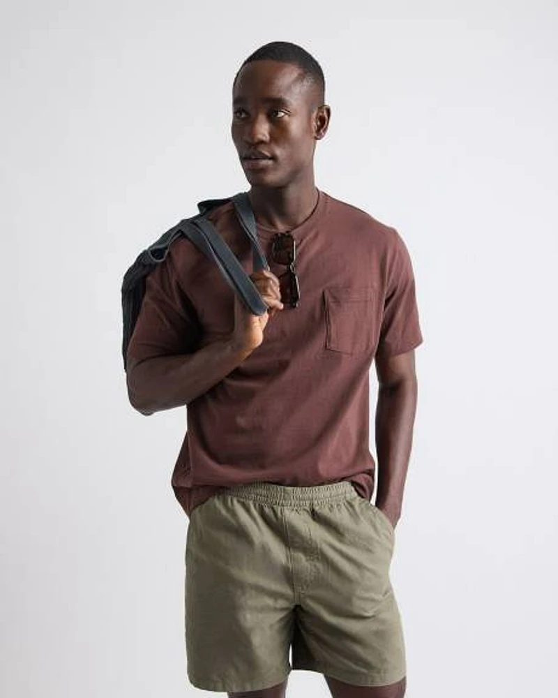 T-Shirt à Manches Courtes et Col Rond avec Poche