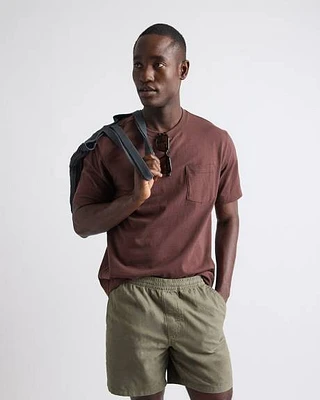 T-Shirt à Manches Courtes et Col Rond avec Poche