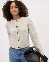 Long-Sleeve Short Cardigan with Cable Stitches