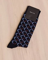 Navy Dress Socks with Geo Pattern