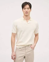 Cotton Short-Sleeve Polo with Johnny Collar